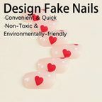 Press-On Nail Set Self-Adhesive Heart Design