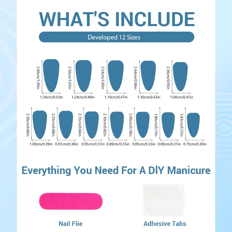 Press-On Nail Set Shell Art Easy Apply Multiple Sizes