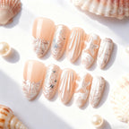 Press-On Nail Set Shell-Inspired Reusable & Salon-Quality Finish