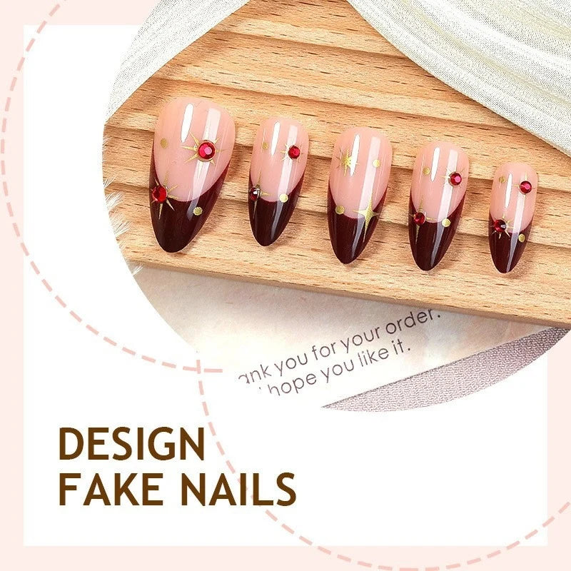 Press-On Nail Set Sparkle Accents Multiple Sizes & Reusable