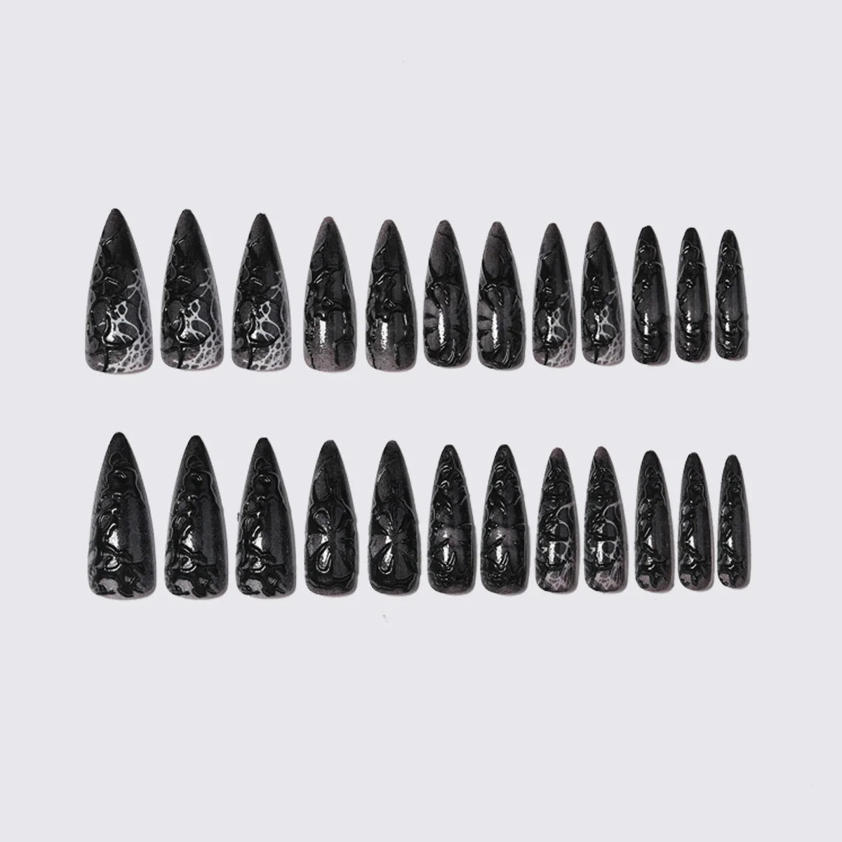 Press-On Nail Set Spider Pattern Easy Application