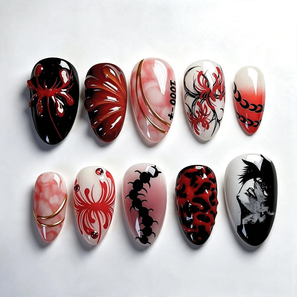 Press-On Nail Set Spider & Skull Easy Application