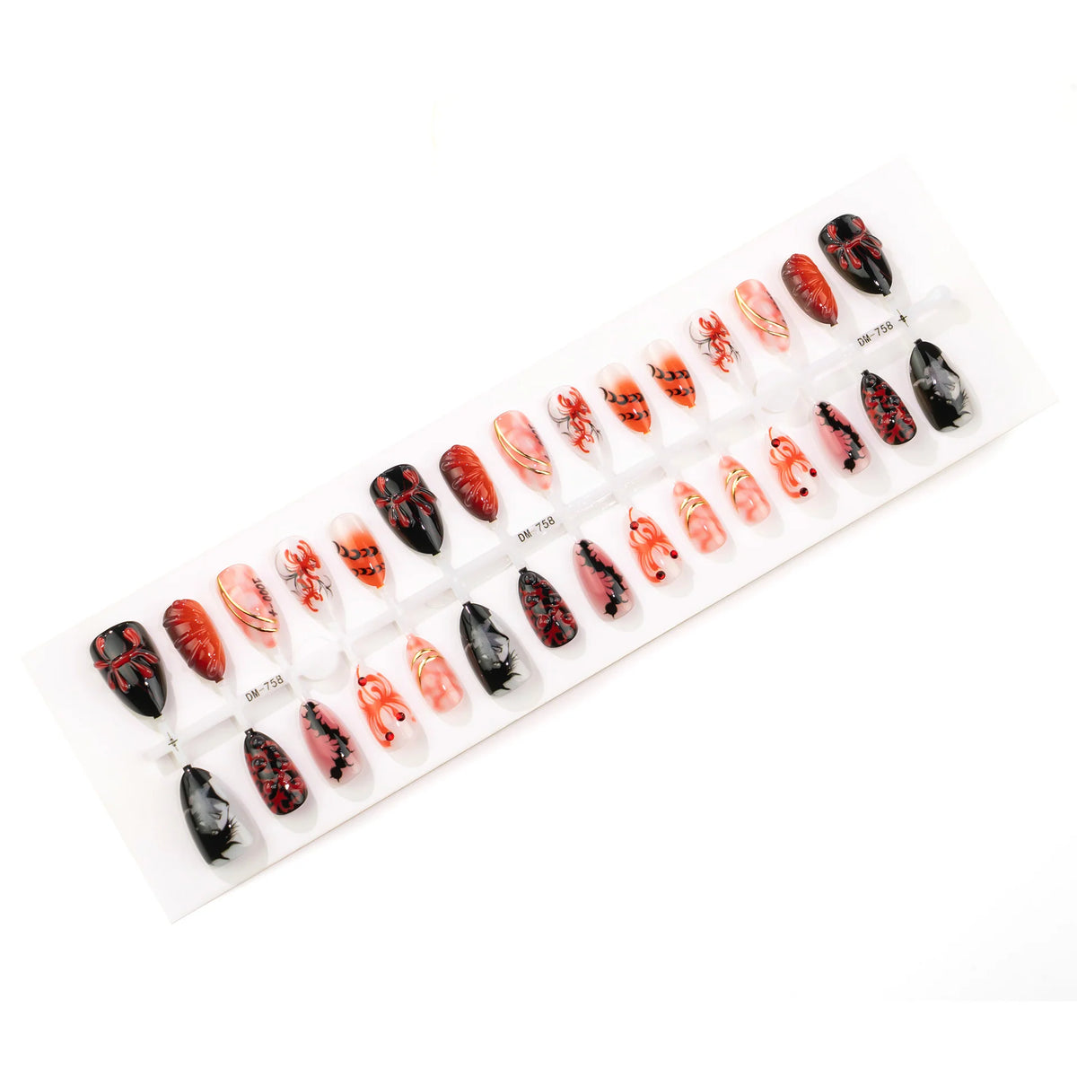 Press-On Nail Set Spider & Skull Easy Application