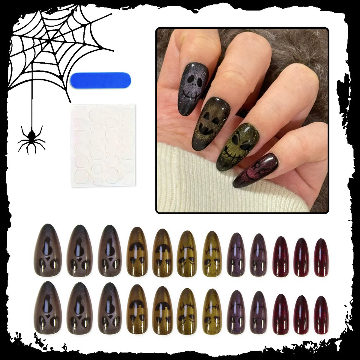 Press-On Nail Set Spooky Designs Easy Application