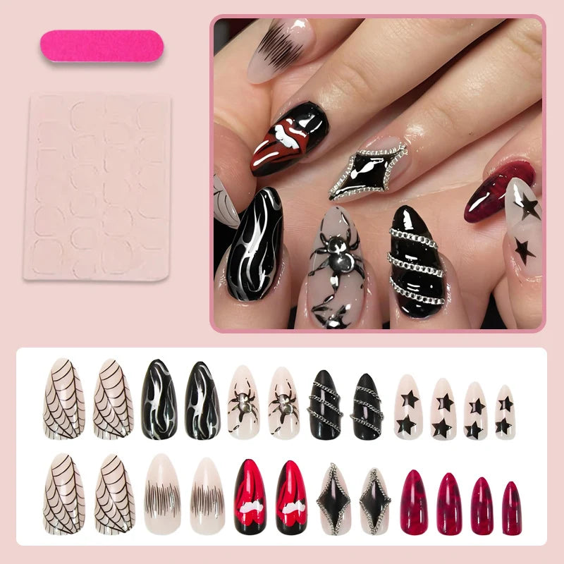 Press-On Nail Set Spooky Designs Easy Application