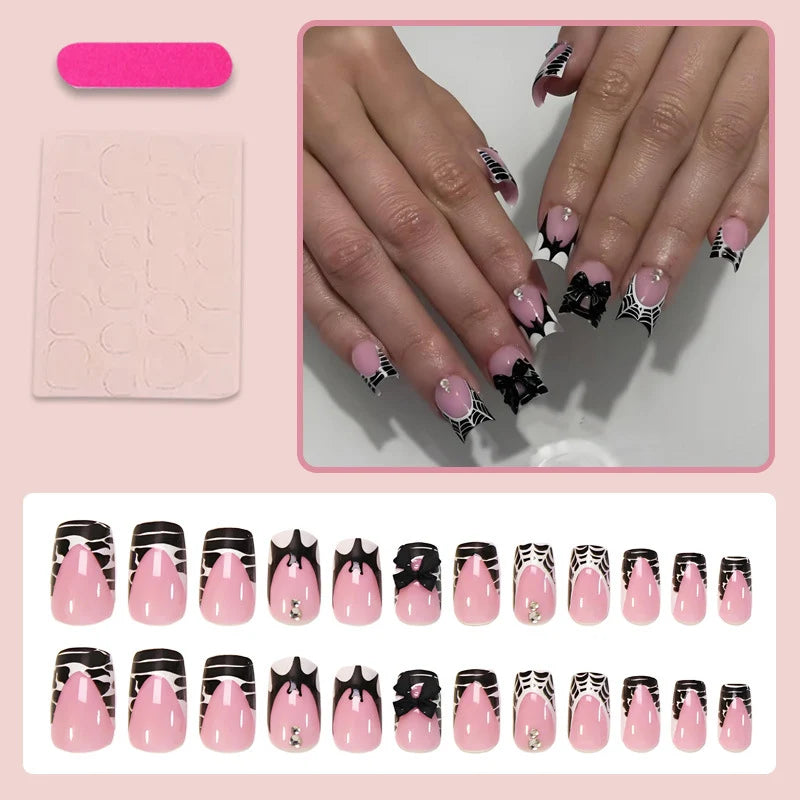 Press-On Nail Set Spooky Designs Easy Application