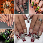 Press-On Nail Set Spooky Designs Easy Apply & Remove