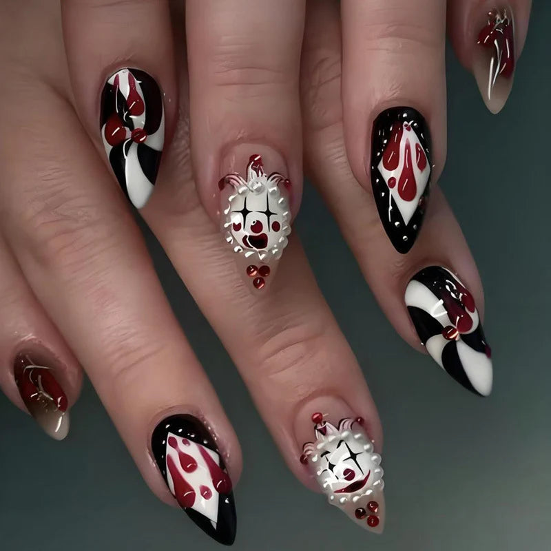 Press-On Nail Set Spooky Designs Easy Apply & Remove