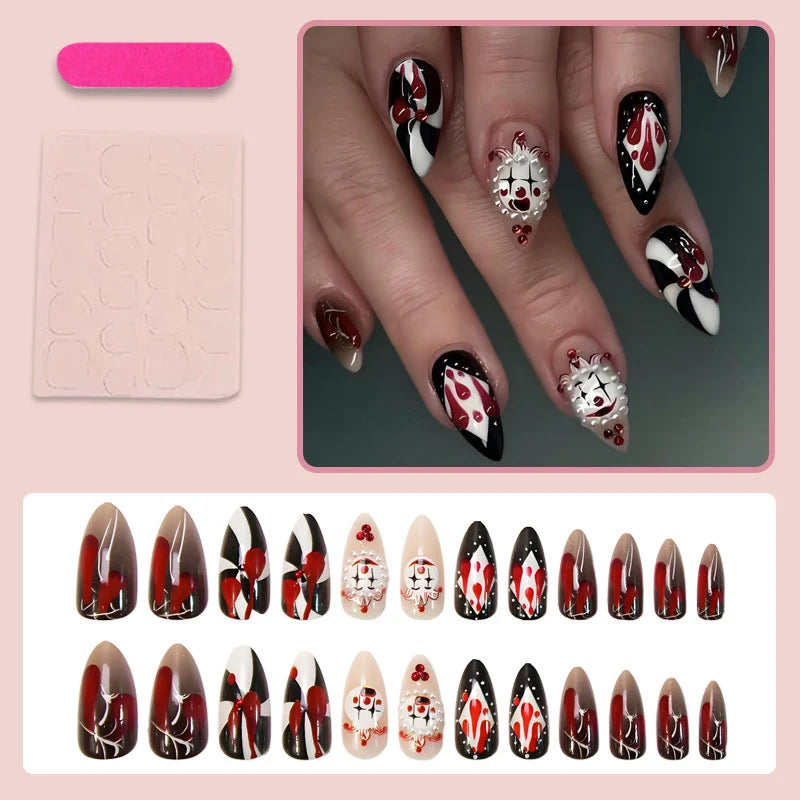 Press-On Nail Set Spooky Designs Easy Apply & Remove
