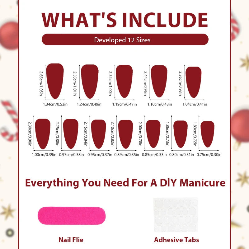 Press-On Nail Set Star & Line Patterns Easy Application