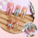 Press-On Nail Set Star Pattern Pre-Glued Multiple Sizes