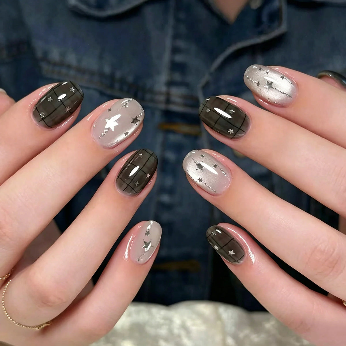 Press-On Nail Set Starry Design Assorted Sizes