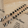 Press-On Nail Set Striped Design Reusable & Glue-Free