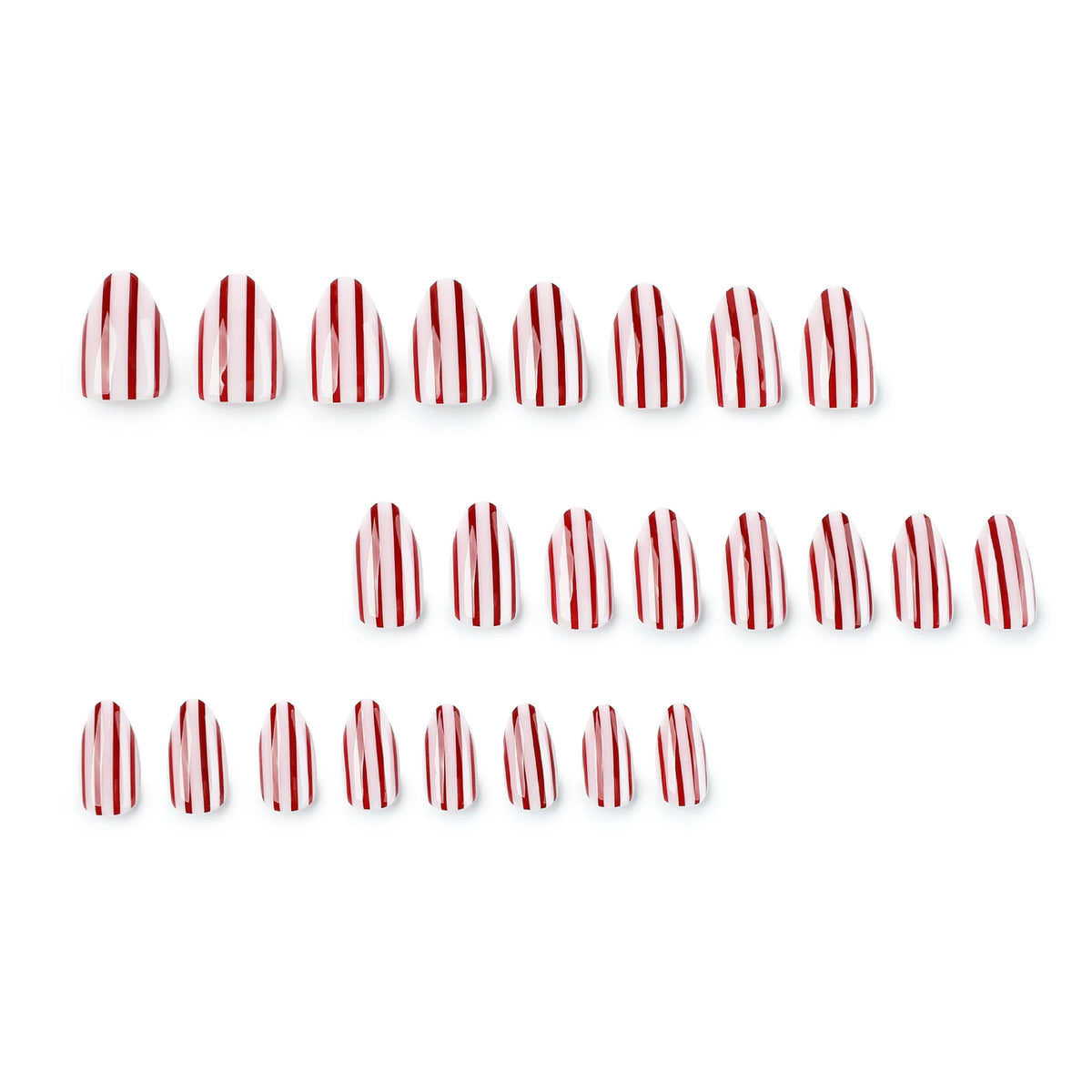 Press-On Nail Set Striped Gray Easy Apply & Remove