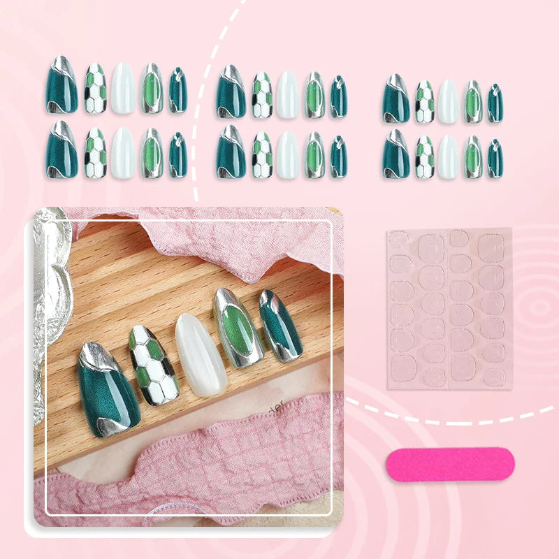 Press-On Nail Set Stylish Mixed Designs Quick Application