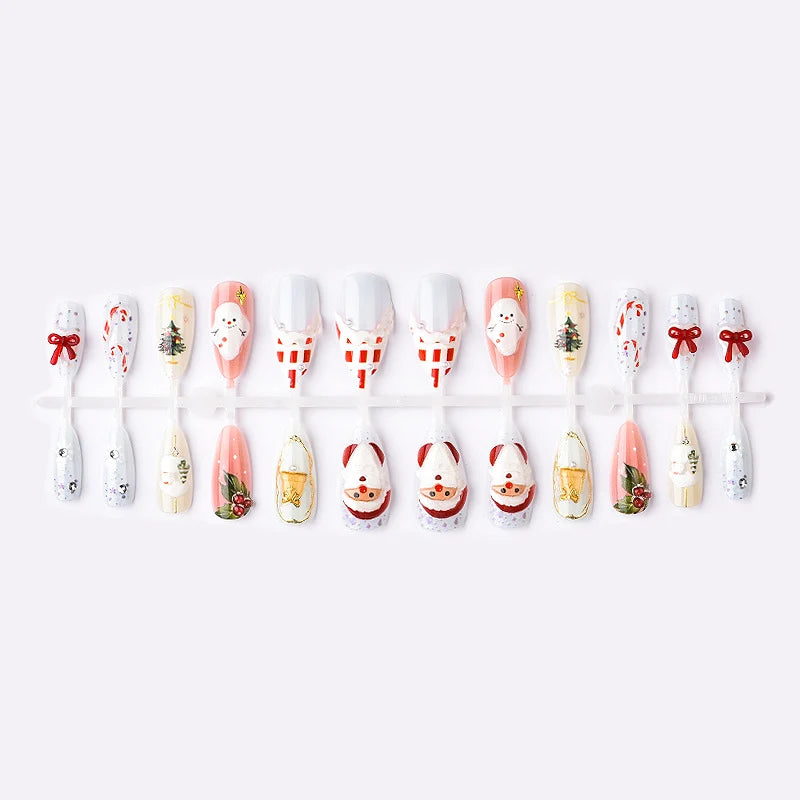Press-On Nail Set Ten Holiday Designs Easy Application