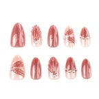 Press-On Nail Set Textured & Embellished Reusable