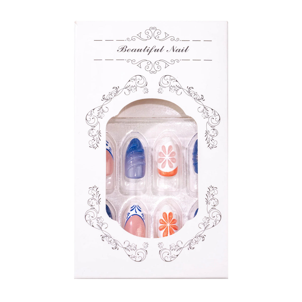 Press-On Nail Set Vibrant Floral Designs Easy Application