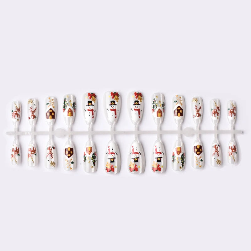 Press-On Nail Set Winter Designs Adhesive Tabs
