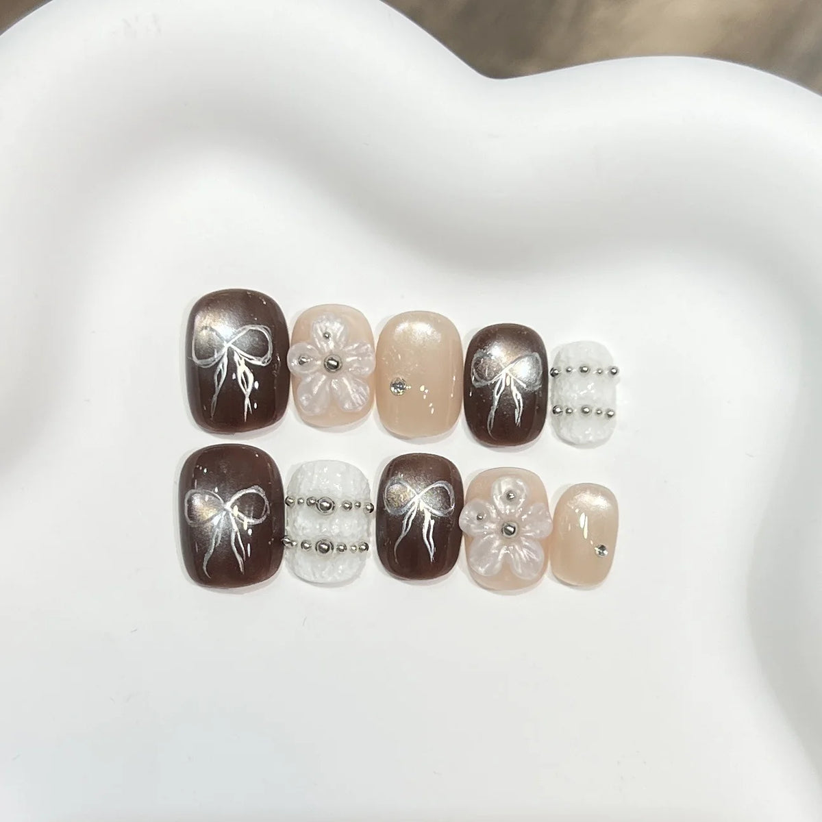 Press-On Nail Tips 3D Floral Reusable & Easy Application