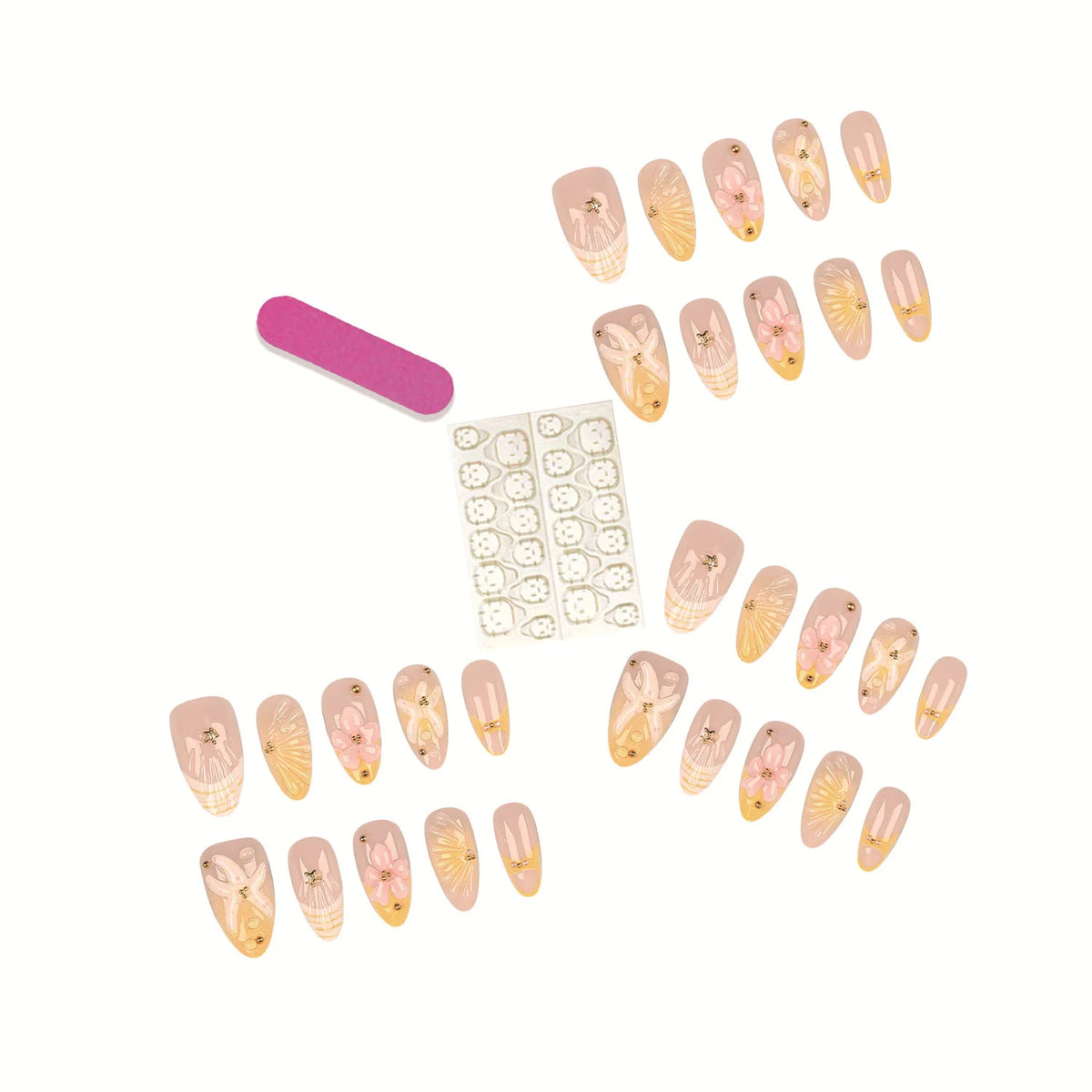 Press-On Nail Tips Floral Design Easy Application