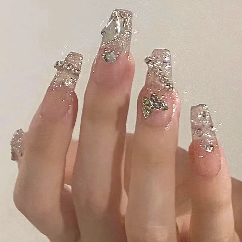 Press-On Nail Tips No Glue Rhinestone & Glitter