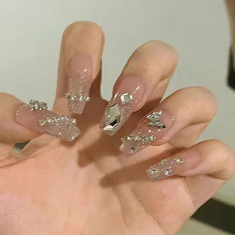 Press-On Nail Tips No Glue Rhinestone & Glitter