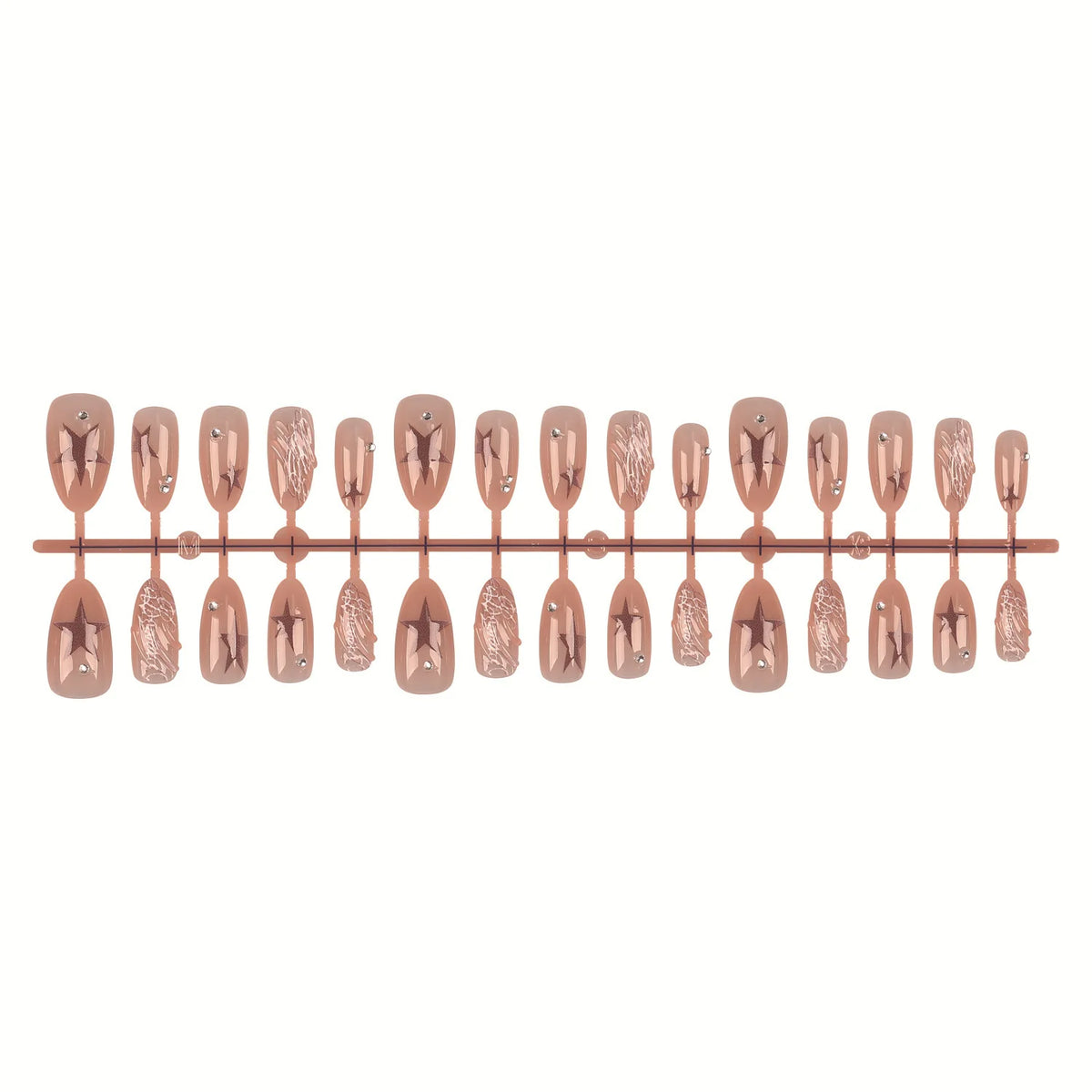 Press-On Nail Tips Reusable Floral & Rhinestone