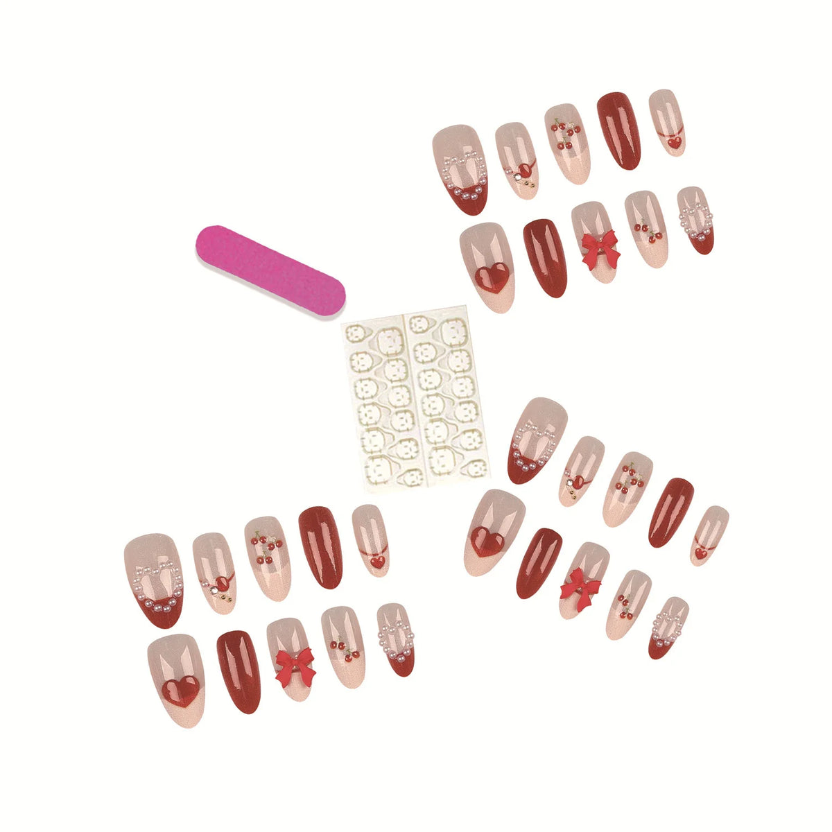 Press-On Nail Tips Set 30 Pieces Glue & File
