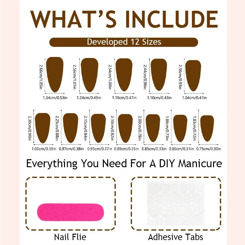 Press-On Nails Acrylic Self-Adhesive Multiple Sizes