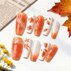 Press-On Nails Autumn Leaf Design Long-Lasting