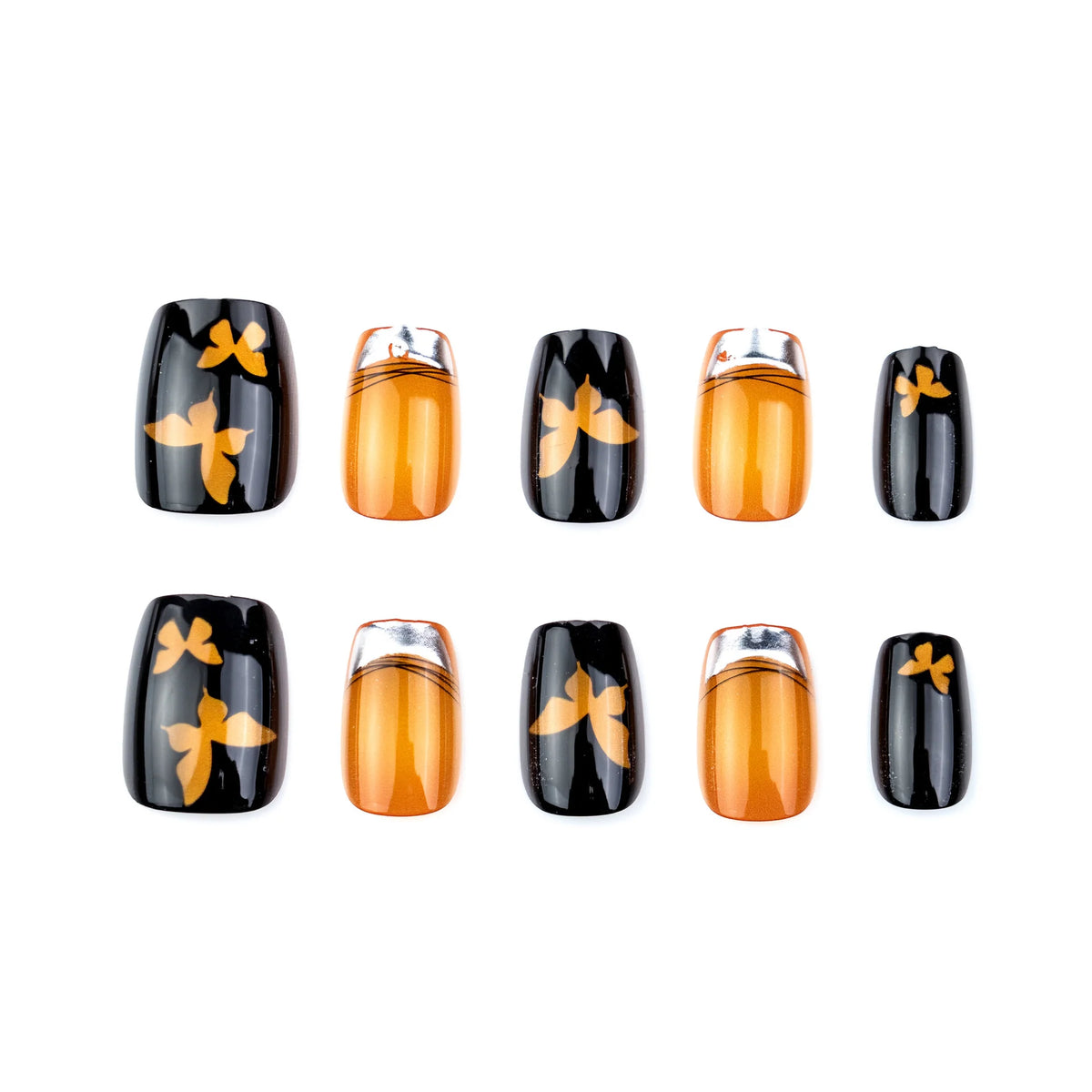 Press-On Nails Butterfly Design Easy Application & Multiple Sizes