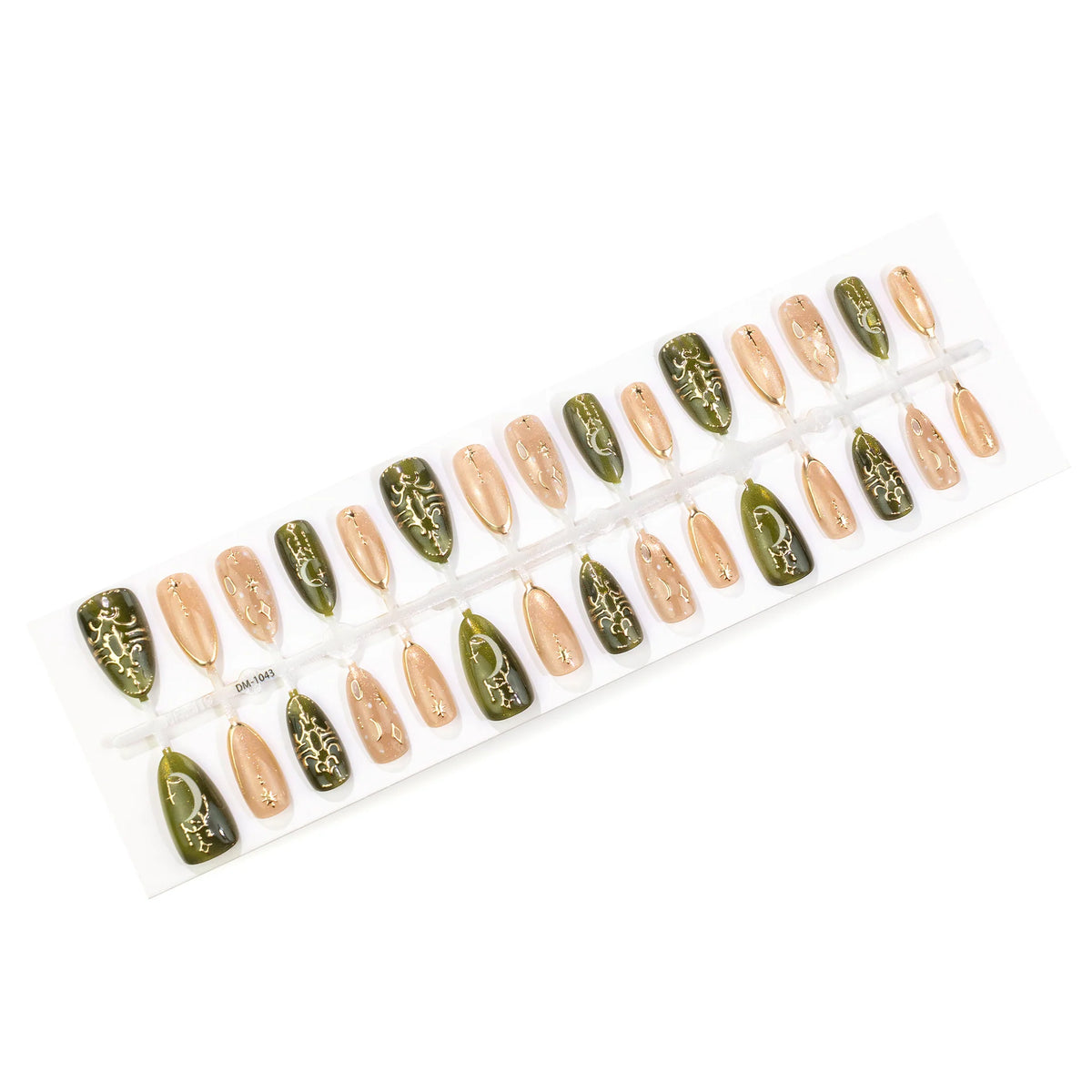 Press-On Nails Celestial Gold Accents Quick-Apply & Reusable
