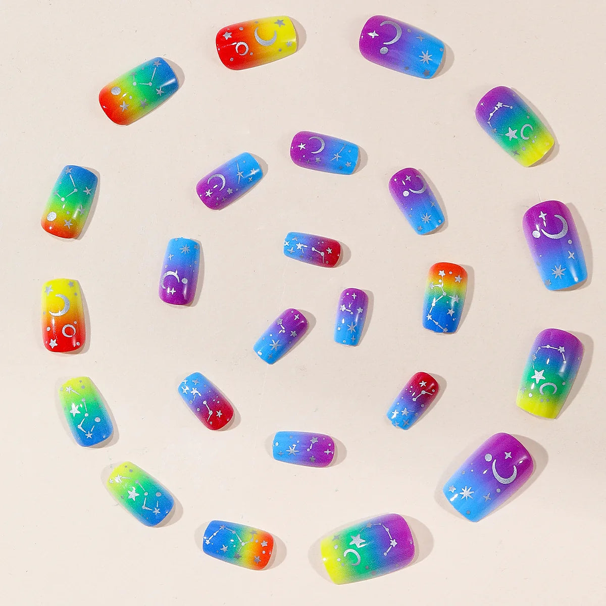 Press-On Nails Cosmic Gradient Stars & Sparkle