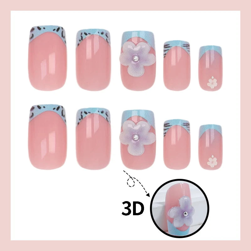 Press-On Nails Delicate Floral Multiple Sizes