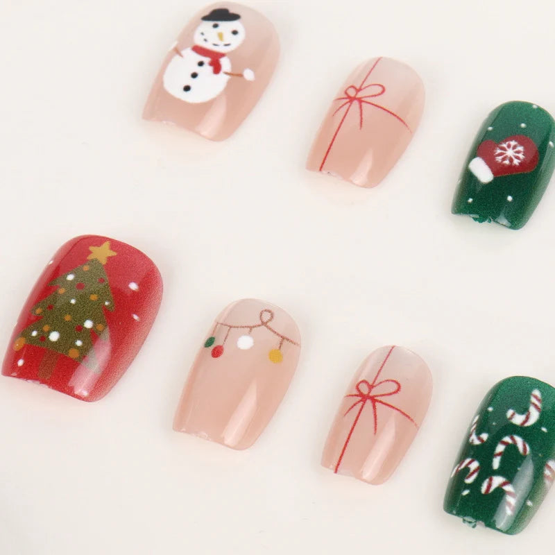 Press-On Nails Festive Handmade Designs & Easy Adhesive