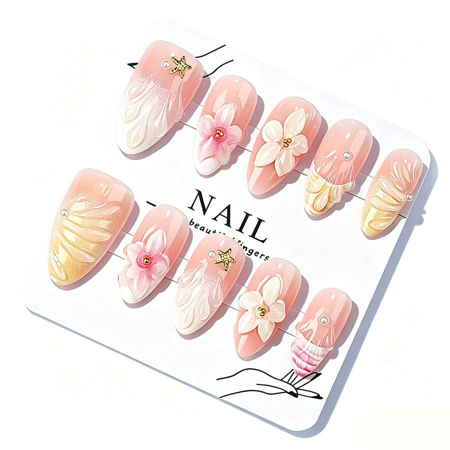 Press-On Nails Floral & Accent Designs Pre-Applied Adhesive