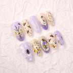Press-On Nails Floral & Bee Design Easy Application