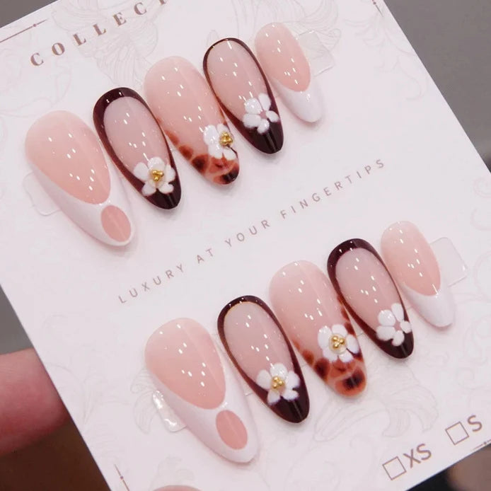 Press-On Nails Floral Design Comfortable Fit 24 Count