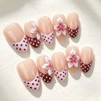 Press-On Nails Floral & Dotted Designs Reusable Multiple Sizes
