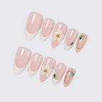 Press-On Nails Floral Rhinestone Reusable Easy Application