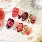 Press-On Nails Floral & Textured Designs Multiple Sizes