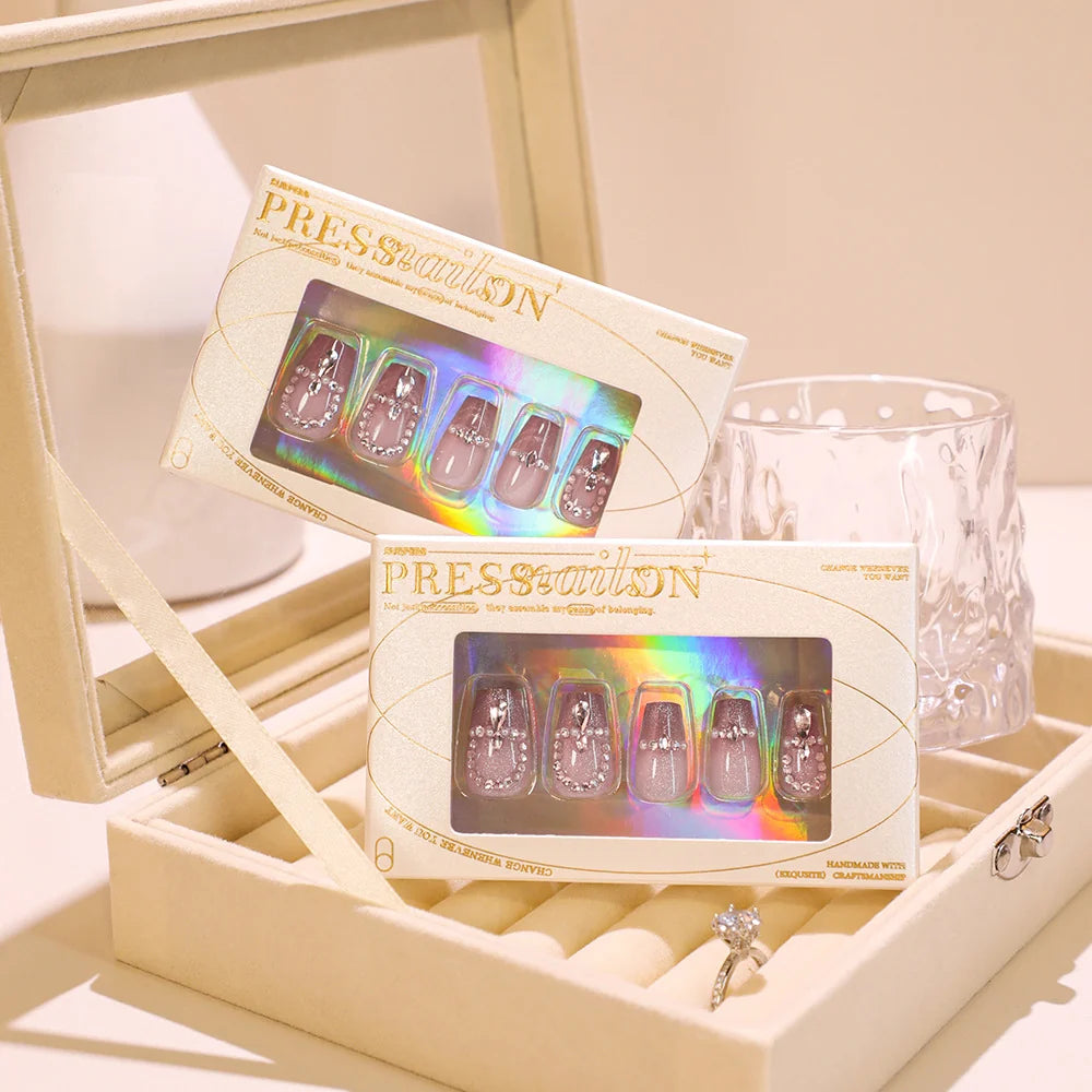 Press-On Nails Glitter & Rhinestone Reusable Set