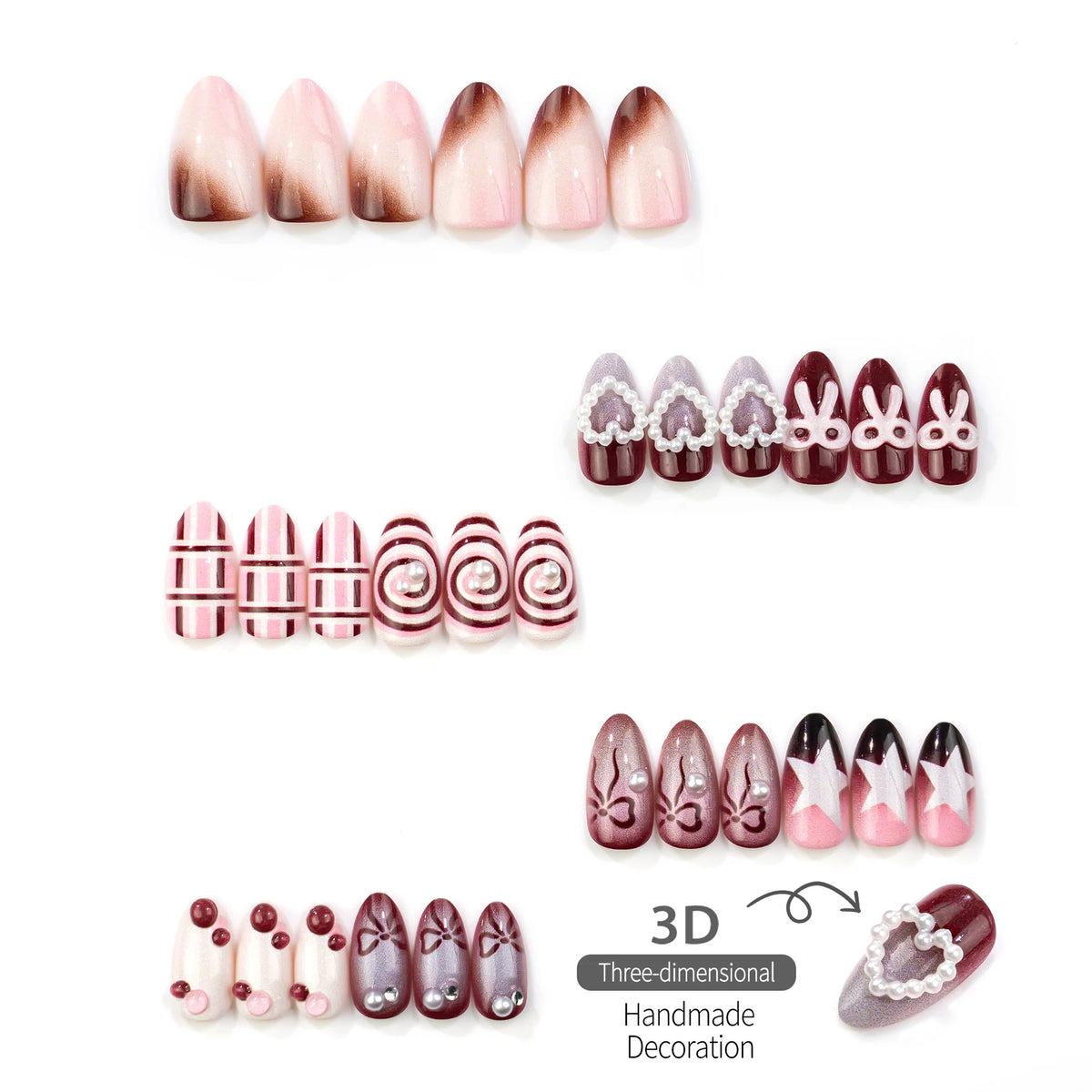 Press-On Nails Handcrafted Decorative Adjustable Fit