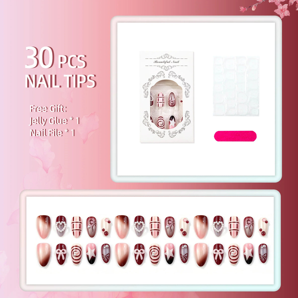 Press-On Nails Handcrafted Decorative Adjustable Fit