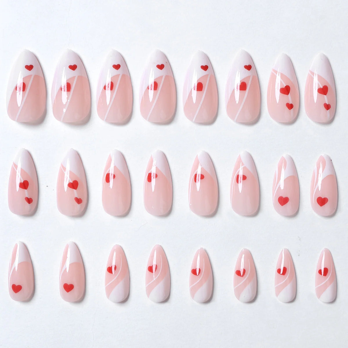 Press-On Nails Heart-Patterned Self-Adhesive & Long-Lasting