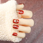 Press-On Nails Red Rhinestone Peel & Stick Long-Lasting