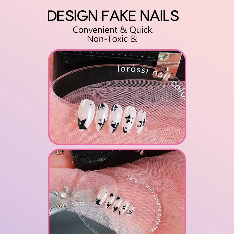 Press-On Nails Reusable Glitter Set Glue & File