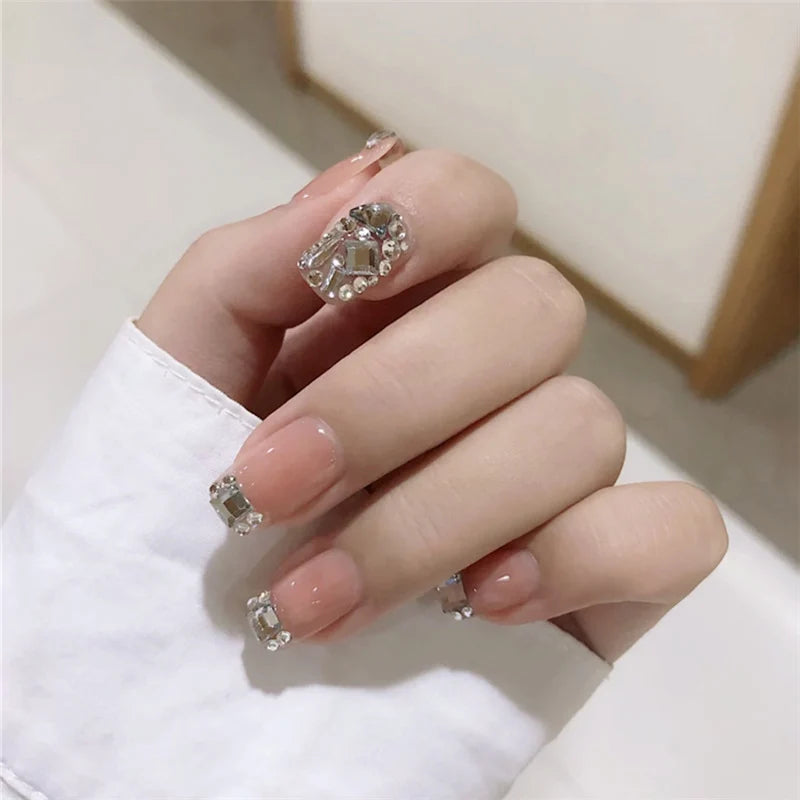 Press-On Nails Rhinestone Adhesive Backing Salon-Ready