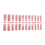 Press-On Nails Rhinestone & Bow Soft Pink Custom Fit